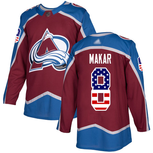 Adidas Colorado Avalanche #8 Cale Makar Burgundy Home Authentic USA Flag Stitched Youth NHL Jersey